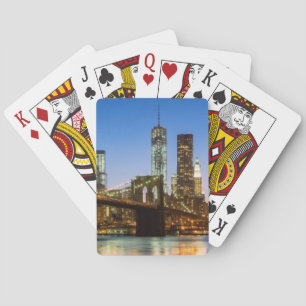 Manhattan and Brooklyn Bridge bij schemering Speelkaarten