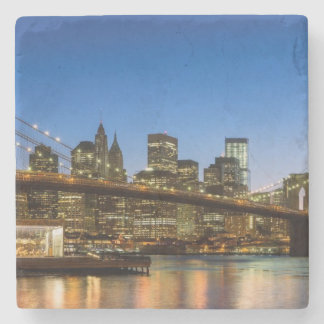 Manhattan and Brooklyn Bridge bij schemering Stenen Onderzetter