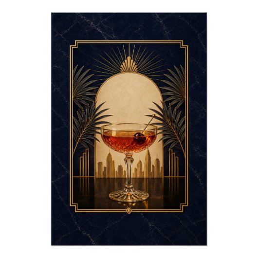 Manhattan Art Deco Poster | Printbare Gatsby Speak (Voorkant)