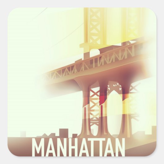 Manhattan Avond Vierkante Sticker (Voorkant)
