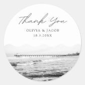Manhattan Beach bruiloft gunst foto dank u Ronde Sticker (Voorkant)