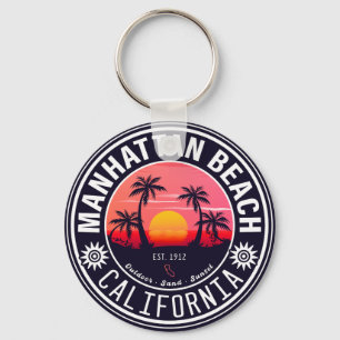 Manhattan Beach Ca Retro Sunset Palm Trees 60s Sleutelhanger