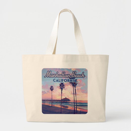 Manhattan Beach California Los Angeles Retro Grote Tote Bag (Voorkant)