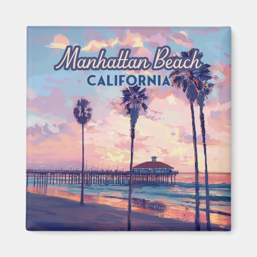 Manhattan Beach California Los Angeles Retro Magneet (Voorkant)