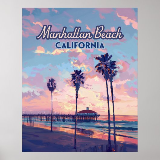 Manhattan Beach California Los Angeles Retro Poster (Voorkant)