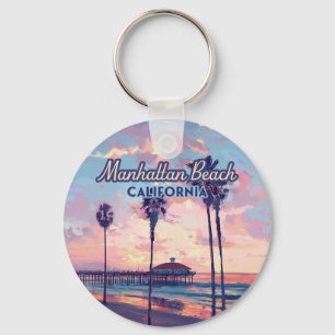 Manhattan Beach California Los Angeles Retro Sleutelhanger