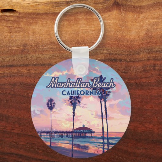 Manhattan Beach California Los Angeles Retro Sleutelhanger (Achterkant)