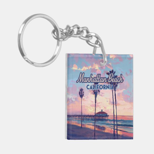 Manhattan Beach California Los Angeles Retro Sleutelhanger (Voorkant Links)