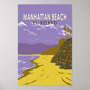 Manhattan Beach California Reis Kunst Vintage Poster