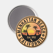 Manhattan Beach California Retro Sunset Souvenirs Magneet (Voorkant / Achterkant)