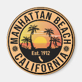 Manhattan Beach California Retro Sunset Souvenirs Magneet (Voorkant)