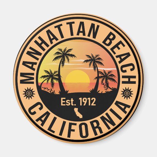 Manhattan Beach California Retro Sunset Souvenirs Magneet (Voorkant)