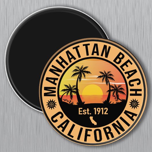 Manhattan Beach California Retro Sunset Souvenirs Magneet