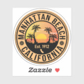 Manhattan Beach California Retro Sunset Souvenirs Sticker (Vel)