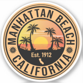 Manhattan Beach California Retro Sunset Souvenirs Sticker
