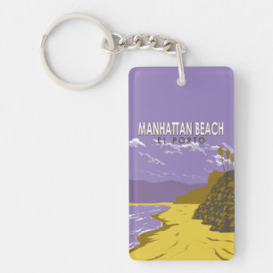 Manhattan Beach California Travel Art Vintage Sleutelhanger