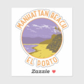 Manhattan Beach California Travel Art Vintage Sticker (Vel)