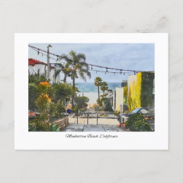 Manhattan Beach California Waterverf schilderij Briefkaart