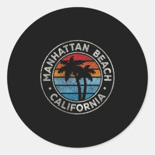 Manhattan Beach Californië CA  grafische retro Ronde Sticker