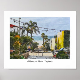 Manhattan Beach, Californië Waterverf Print