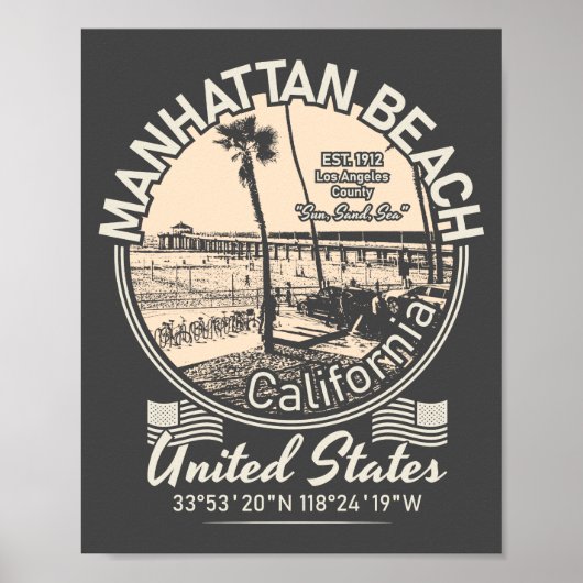 MANHATTAN BEACH CITY - LOS ANGELES CALIFORNIA POSTER (Voorkant)