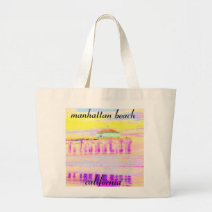 Manhattan Beach Pier California in Pastels Grote Tote Bag