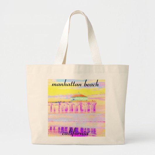 Manhattan Beach Pier California in Pastels Grote Tote Bag (Voorkant)