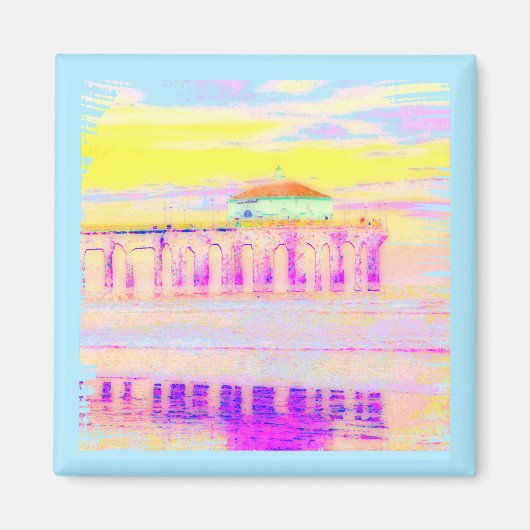 Manhattan Beach Pier Californië in Pastels Magneet (Voorkant)