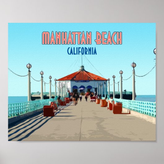 Manhattan Beach Pier Los Angeles California Poster (Voorkant)