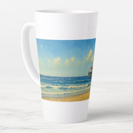 Manhattan Beach Pier met rood dak Latte Mok (Linkerhoek)