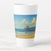 Manhattan Beach Pier met rood dak Latte Mok (Voorkant)