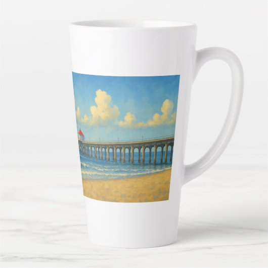 Manhattan Beach Pier met rood dak Latte Mok (Rechts)