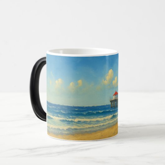 Manhattan Beach Pier met rood dak Magische Mok (Voorkant links)