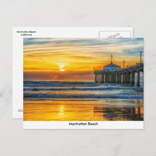 Manhattan Beach pier op Sunset Briefkaart (Voorkant / Achterkant)