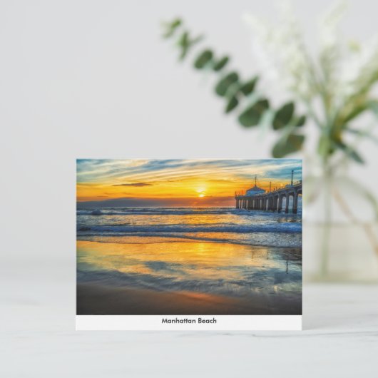 Manhattan Beach pier op Sunset Briefkaart (Staand voorkant)