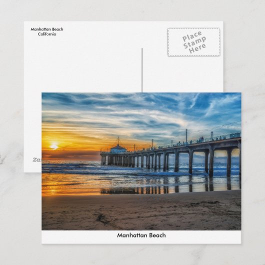 Manhattan Beach pier op Sunset Briefkaart (Voorkant / Achterkant)
