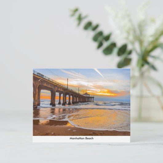 Manhattan Beach pier op Sunset Briefkaart (Staand voorkant)