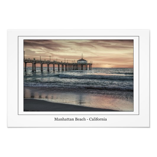 Manhattan Beach pier op Sunset Photo Print Foto Afdruk (Voorkant)