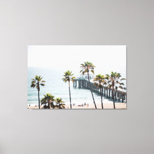 Manhattan Beach Pier, Sunny Day, Extra Large Canvas Afdruk