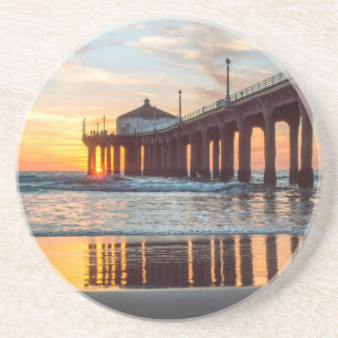 Manhattan Beach Pier Sunset Zandsteen Onderzetter