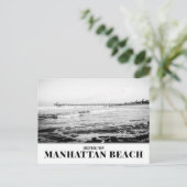 Manhattan Beach Pier, zwart-wit Briefkaart (Staand voorkant)