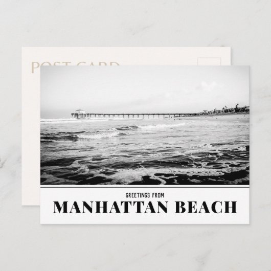 Manhattan Beach Pier, zwart-wit Briefkaart (Voorkant / Achterkant)