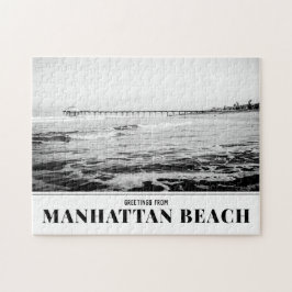 Manhattan Beach Pier Zwart-wit Puzzel