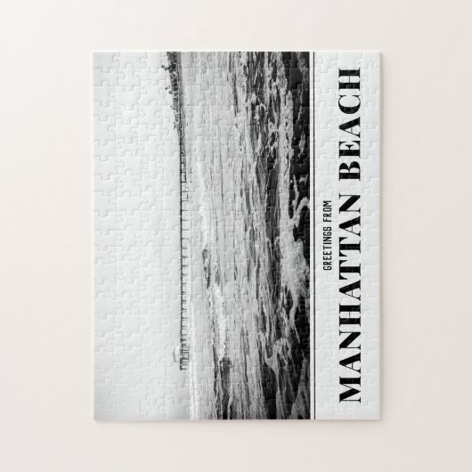 Manhattan Beach Pier Zwart-wit Puzzel (Verticaal)