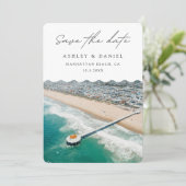 Manhattan Beach Trouwfoto Save the Date Kaart (Staand voorkant)