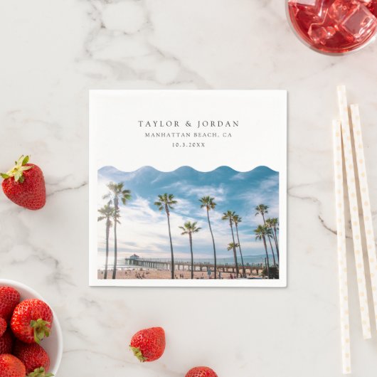 Manhattan Beach Wedding Custom Cocktail Napkin Servet (Insitu)