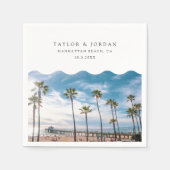 Manhattan Beach Wedding Custom Cocktail Napkin Servet (Voorkant)