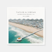 Manhattan Beach Wedding Custom Cocktail Napkin Servet (Voorkant)