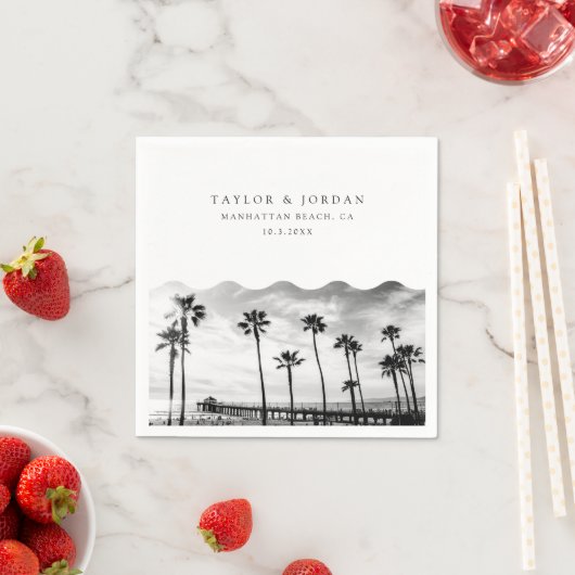 Manhattan Beach Wedding Custom Cocktail Napkin Servet (Insitu)