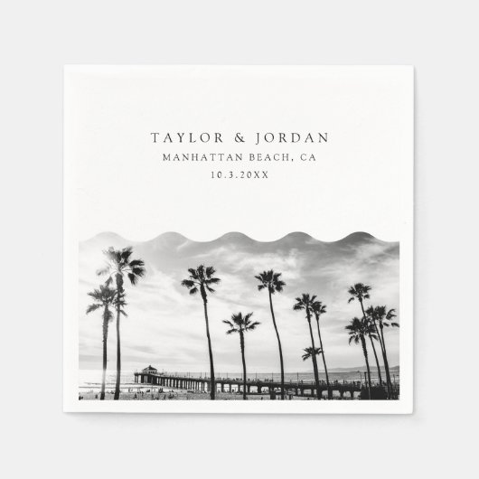 Manhattan Beach Wedding Custom Cocktail Napkin Servet (Voorkant)